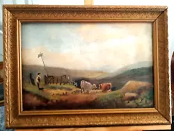 Buy Antique Victorian Painting Oil On Canvas Cattles And Shepherd Gilt Frame • 95£