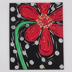 Buy Original Pop Art Psychedelic Red Poppy Flower Painting Signed VG 20 X 16 • 33.03£