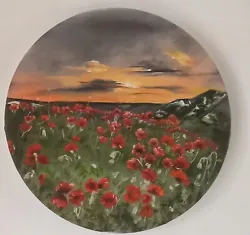Buy 🎨 Poppies At Dawn Oil Painting.Bob Ross Style 16  Circular.Local Artist • 30£
