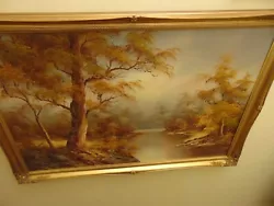 Buy Large Oil On Board Painting Woodland Scene Stream Framed Signed Irene Cafieri • 80£