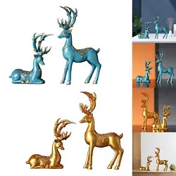 Buy 2x European Style Deer Figurines Ornament Reindeer Statues For Tabletop • 15.19£