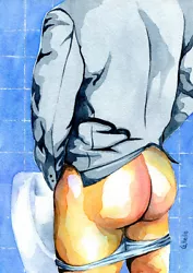 Buy PRINT Of Original Art Work Watercolor Painting Gay Male Nude  Public Toilet 19  • 17.95£