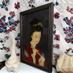 Buy Antique 19th Century Chinese Geisha Reverse Painting On Glass • 135£
