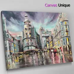 Buy SC918 City Street Painting Scenic Wall Art Picture Large Canvas Print • 49.99£