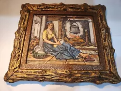 Buy Vintage Genuine Artini Sculptured Engraving, Hand Painted 4D, Women By Fireplace • 70.45£
