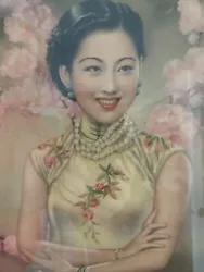 Buy Chinese Advertisement Art Cherry Blossom Geisha Signed Framed 38x30” Shanghai • 124.67£