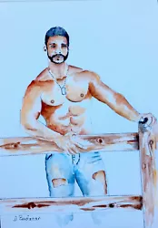 Buy Original Nude Man Of Interest Gay Watercolour  Not Print  ,Certificate Signed • 57.05£