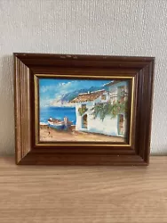 Buy Vintage Framed Oil On Canvas , Mediterranean Scene. • 11.50£