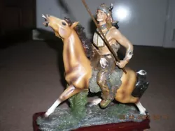 Buy Resin Indian Warrior On Horse Back Figure With Spear Size  10x10 Inches  • 28£