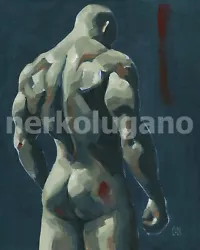Buy Original Hand Painted Artwork Oil Painting Gay Man Male Nude • 139.74£