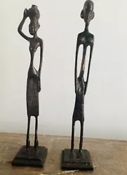 Buy 2 Vintage African Elongated Bronze Sculptures • 35£