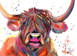 Buy Original Watercolor Highland Cow Painting Animals Art 7 X10  By Anne Gorywine • 28.94£