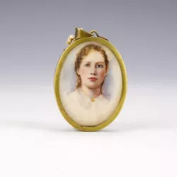 Buy Antique Portrait Miniature Painting Of A Young Girl - Watercolour In Brass Frame • 0.99£