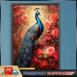 Buy Paint By Numbers Kit On Canvas DIY Oil Art Red Flower Peacock Home Decor 40x60cm • 8.63£