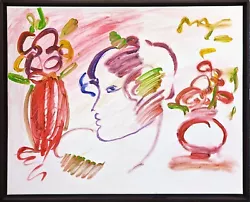 Buy Peter Max  Profile With Flower Vase  2012 | Original Painting On Canvas | 28x34  • 14,174.90£