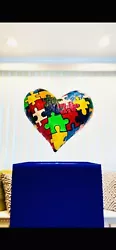 Buy 3D Heart Puzzle Autism Awareness Heart Design . Modern Art Sculpture • 660.55£