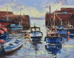 Buy Superb Richard Blowey Original Oil Painting Fishing Boats At Mousehole Cornwall • 139£