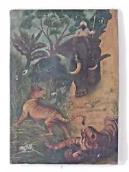 Buy India Maharajas Safari Vintage 1947 Oil Painting, Tigers Hunting In India Signe • 1,516.39£
