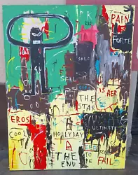 Buy LARGE JEAN-MICHEL BASQUIAT ACRYLIC ON CANVAS 1982 61 X 45 In. GOOD CONDITION • 711.55£