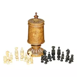 Buy Fine 18th Century Turned Castle Pot Holding Period Carved Chess Set Must See • 3,750£