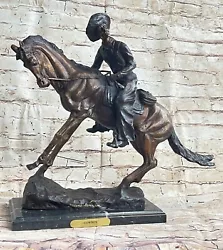 Buy Frederic Remington Bronze Statue On Marble Cowboy On Bronco Horse 21  Width • 394.31£