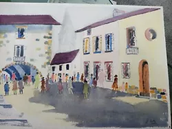 Buy Impressionistic Watercolour Village Square Scene Signed 2000 • 14.99£