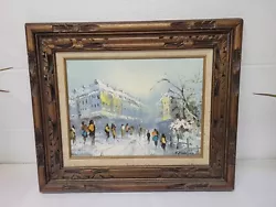 Buy Original Wood Framed Canvas Oil Painting 24  X 19   People In City / R2f • 74.41£