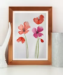 Buy Poppies Flowers | Original Hand Painted Watercolour Painting | Floral | Signed • 20£