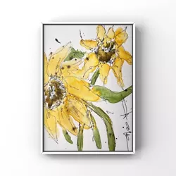 Buy Watercolor Sunflowers Art Rustic Sunflower Watercolor Painting Yellow Flower Art • 20.67£