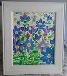 Buy Van Gogh Inspired OOAK Acrylic Painting Home Decor  Wild Flowers  8 X10  Framed • 121.55£