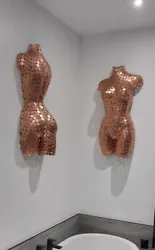 Buy PAIR 2p Copper Metal Wall Art Rear + Front Female Torso Bust Sculpture Abstract • 625£