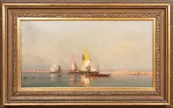 Buy Large 19th Century Boats In A Venice Lagoon At Sunset Etienne Leroy (1828-1876) • 2,700£