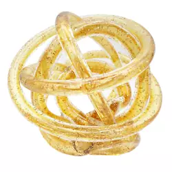 Buy Vintage Italian Art Glass Rope Knot Sculpture Paperweight Spiral Gold Sparkles • 40£