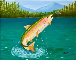 Buy Rainbow Trout Painting, Fish Art Lake, Fishing Print, For Him For Fishers 5 X7  • 17.48£