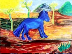 Buy Original Painting Blue Horse. 30 Cm X 40 Cm Oil, Canvas. Signe, 2023 • 123.54£
