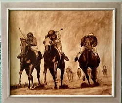 Buy Oil Painting On Canvas Horse Racing  Signed TRIX 1980 Framed 27 X 23 Inches  • 65£