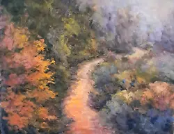 Buy Oil Painting Original Walking Path Trees Flowers Landscape Impressionist Donalee • 467.77£