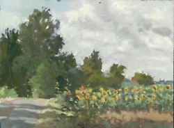 Buy ORIGINAL MICHAEL RICHARDSON Country Lane Sunflowers Loire France OIL PAINTING • 1,600£