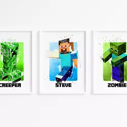 Buy Minecraft Character Art Posters/Prints, Kids, Gaming, Bedroom, Wall Art, Gift • 2.99£