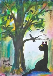 Buy Watercolor ACEO Original Painting By Mary King - Cat • 4.14£