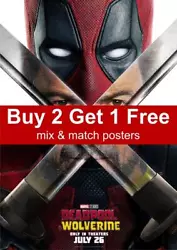 Buy Deadpool And Wolverine 2024 Deadpool Movie Poster • 1.49£