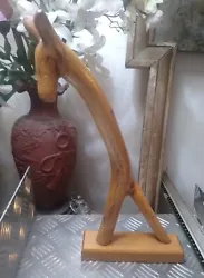 Buy Folk Art  Hand Carved Stick  Wood Giraffe 🦒   Wooden Sculpture Weird Curio 41cm • 12£