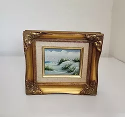 Buy Vtg Oil Painting Ornate Gold Frame Clouds Beach Birds Grass Art 9 X7.75  Small • 49.61£