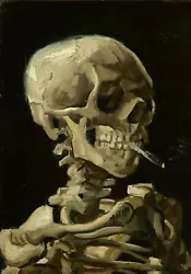 Buy Van Gogh, Skeleton With A Burning Cigarette Painting Art Print Poster A3 A4 A5 • 4.50£