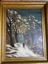 Buy Antique  Figure In Winter Landscape Scene  Oil Painting - Signed And Framed • 281.14£