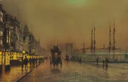 Buy Glasgow Docks Painting By John Atkinson Greenshaw Reproduction • 43.95£