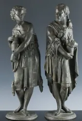 Buy Fine Pair 19c Victorian Orientalist African Nubian Couple Spelter Metal Figures • 161.54£