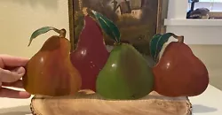 Buy Unique Metal Wall Art 4 Colorful Pears With Stems Custom Made Signed By Artist • 9.92£