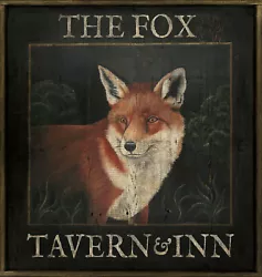 Buy Antique Look Repro Of Original Art - Trade Sign  The Fox Tavern Inn  Hunt Horse • 122.38£