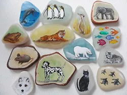 Buy Animal Miniature Paintings - Sea Glass, Pottery - Hand Painted Original Art OOAK • 17.95£